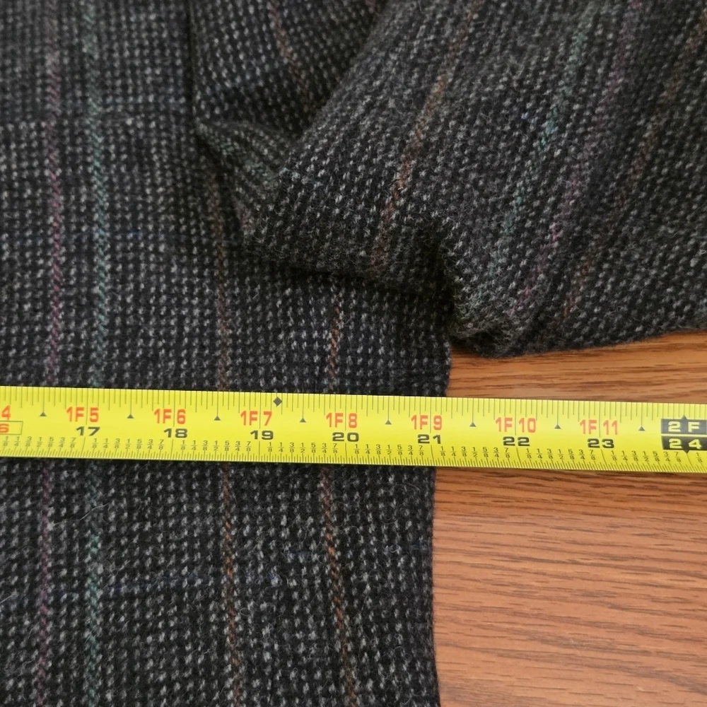 VTG 70s Centura The Broadway Wool Gray Houndstooth Blazer Sport Coat Jacket, 42R